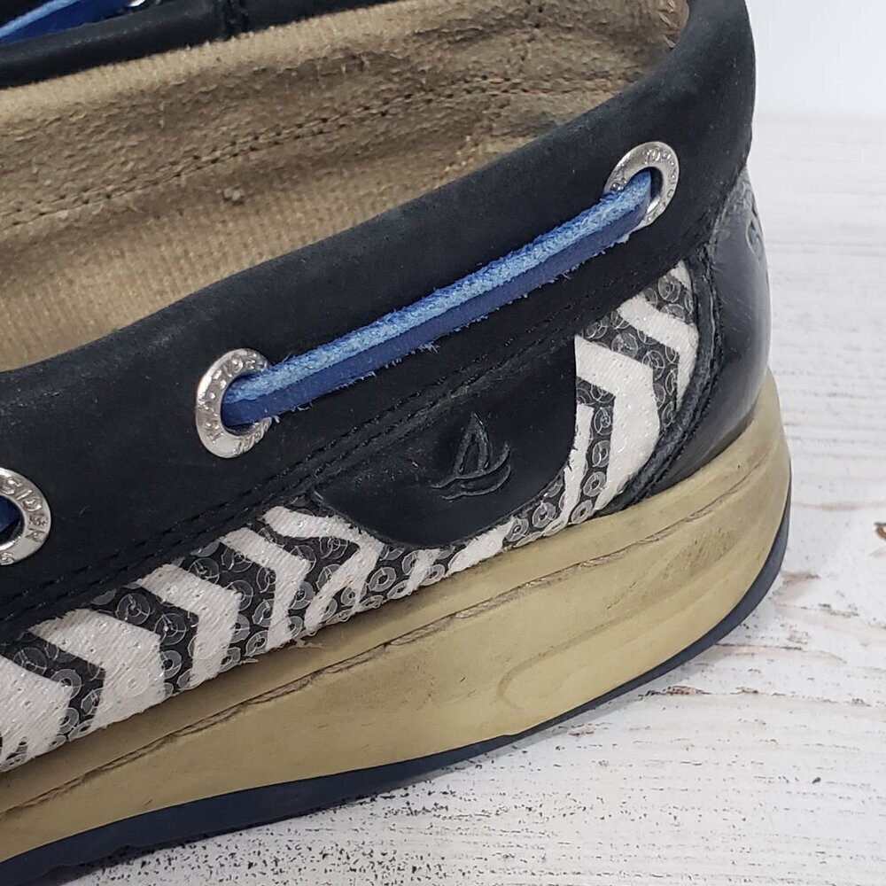 Sperry Top-sider  Leather Boat Shoes  Women's Size 9   Blue Zebra Print - Picture 2 of 8